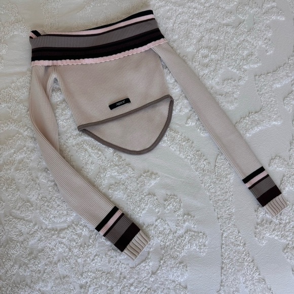 AGAM Off-The-Shoulder Striped Knit Long Sleeve Top - Picture 4 of 7